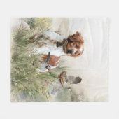 Jagen met een Bretonse hond, Art Fleece Deken (Voorkant (Horizontaal))