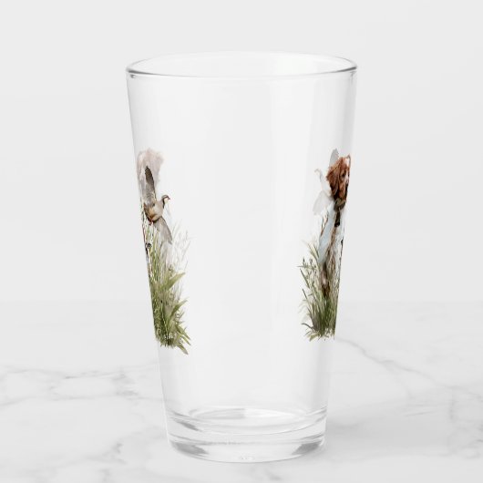 Jagen met een Bretonse hond, Art Glas (Links)