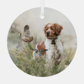 Jagen met een Bretonse hond, Art Glas Ornament (Achterkant)