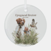 Jagen met een Bretonse hond, Art Glas Ornament (Voorkant)