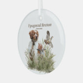 Jagen met een Bretonse hond, Art Glas Ornament (Voorkant links)