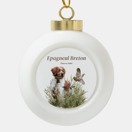 Jagen met een Bretonse hond, Art Keramische Bal Ornament (Voorkant)