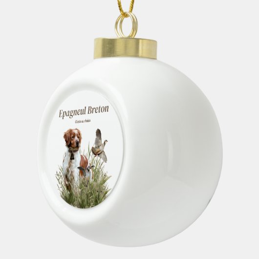 Jagen met een Bretonse hond, Art Keramische Bal Ornament (Rechts)