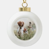 Jagen met een Bretonse hond, Art Keramische Bal Ornament (Voorkant)