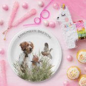 Jagen met een Bretonse hond, Art Papieren Bordje (Feest)