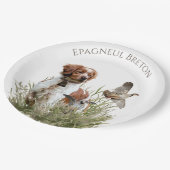 Jagen met een Bretonse hond, Art Papieren Bordje (Gekanteld)