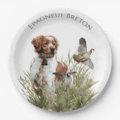 Jagen met een Bretonse hond, Art Papieren Bordje (Voorkant)