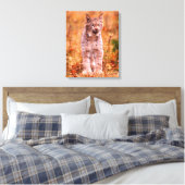 Jagen met een rode lynx | Herfstbos Canvas Afdruk (Insitu (Slaapkamer))