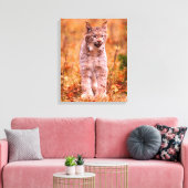 Jagen met een rode lynx | Herfstbos Canvas Afdruk (Insitu (Woonkamer))