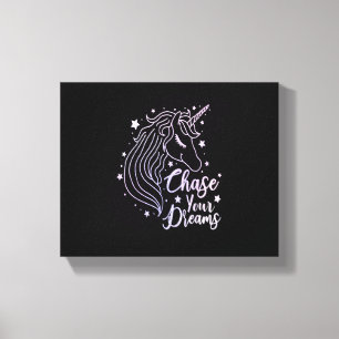 Jagen Naar Je Dromen Eenhoorn Shirt Meisjes Roze P Canvas Afdruk