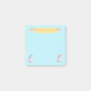 Jagen naar Regenbogen en Doelen Cute Unicorn Blauw Post-it® Notes