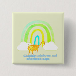 Jagen naar Regenbogen en Slaapjes Schattige Sinaas Vierkante Button 5,1 Cm