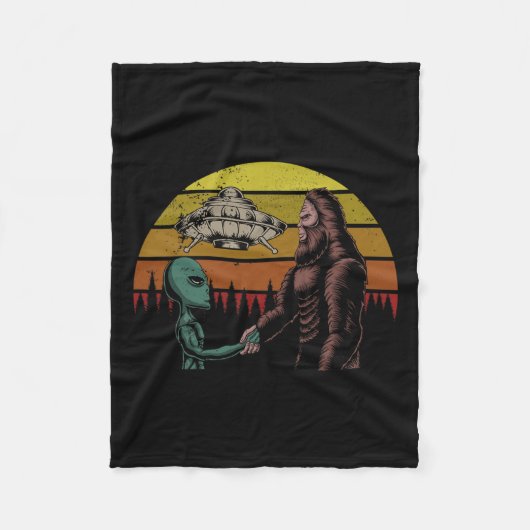 Jagen op alien en Bigfoot Sasquatch Fleece Deken (Voorkant)