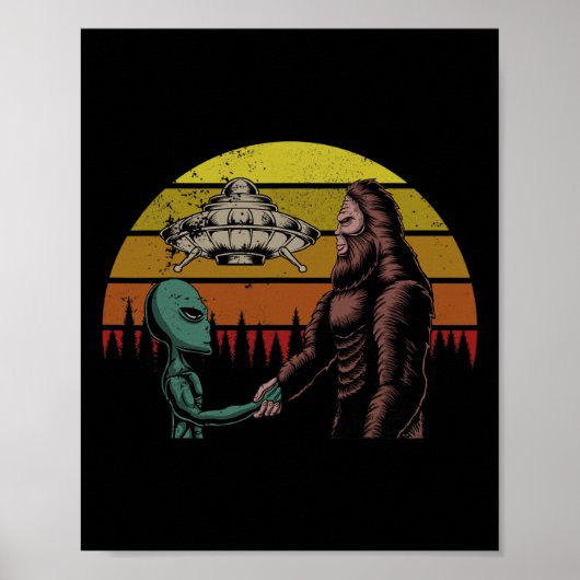 Jagen op alien en Bigfoot Sasquatch Poster (Voorkant)