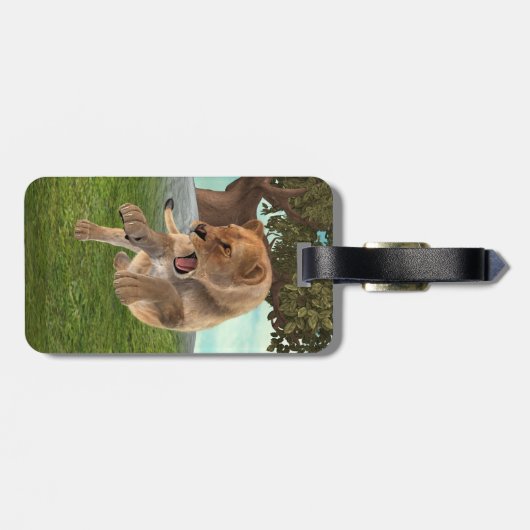 Jagen op leeuwin bagagelabel (Achterkant horizontaal)