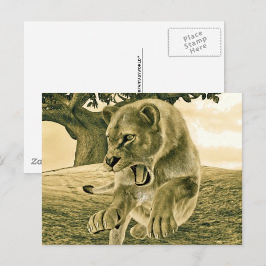 Jagen op leeuwin briefkaart (Voorkant / Achterkant)