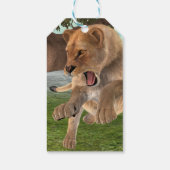Jagen op leeuwin cadeaulabel (Achterkant)