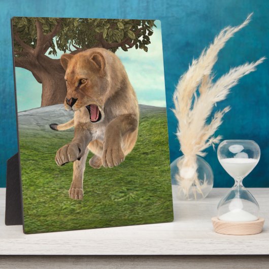 Jagen op leeuwin fotoplaat (Zijkant)