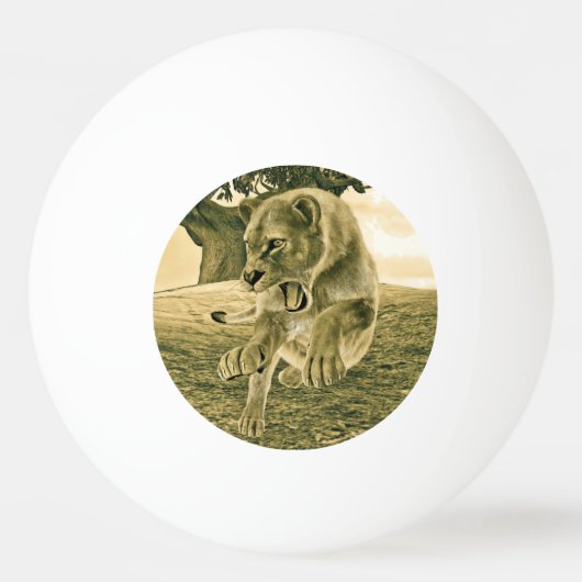 Jagen op leeuwin pingpongbal (Voorkant)