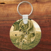 Jagen op leeuwin sleutelhanger (Voorkant)