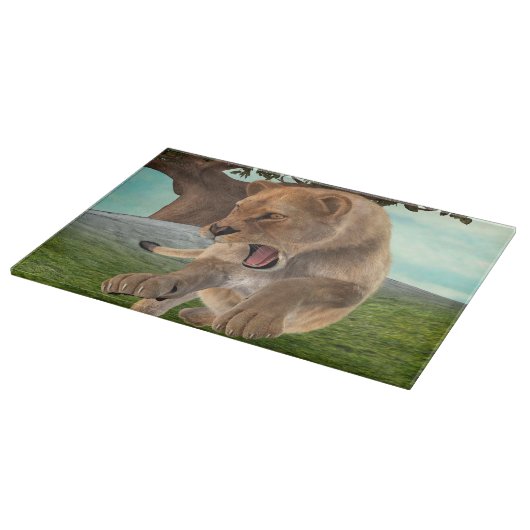 Jagen op leeuwin snijplank (Hoek)