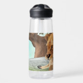 Jagen op leeuwin waterfles (Voorkant)