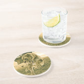 Jagen op leeuwin zandsteen onderzetter (Zijkant)