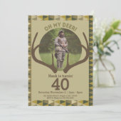 Jagen op Mannen Camo Deer Antlers Verjaardag Kaart (Staand voorkant)