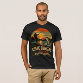 Jagen op zonsondergangen, niet deadlines, vissen h t-shirt