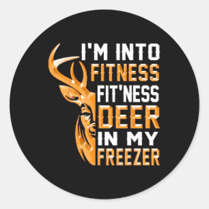 Jagen-shirt Ik ben in Fitness Deer Freezer Funny Ronde Sticker