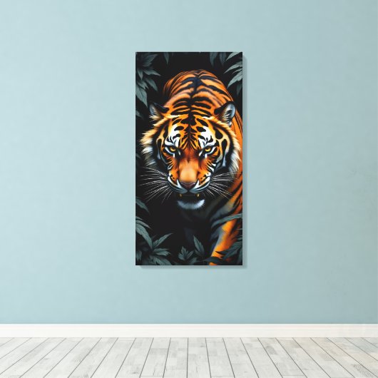 Jagen Tijger Canvas Afdruk (Insitu (Houten vloer))