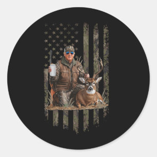 Jagen Trump Camouflage Amerikaanse vlag herten jag Ronde Sticker