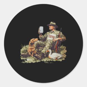 Jagen Trump Camouflage Grappige Eend Jachtseizoen Ronde Sticker