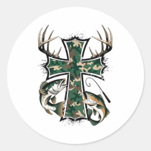 Jagen Vissen Geloof - Christelijke Jager Visser Ronde Sticker