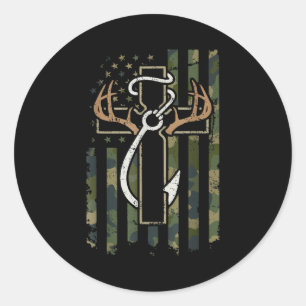 Jagen Vissen Geloof Herten Geweien Kruis Haak Chri Ronde Sticker