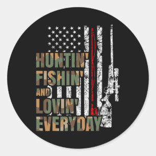 Jagen Vissen Liefhebben Elke Dag Amerikaanse Herte Ronde Sticker