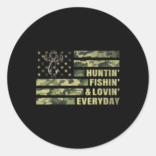 Jagen Vissen Liefhebben Elke Dag Camo Amerikaanse Ronde Sticker