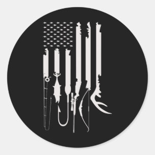 Jagen Vissen Usa Vlag Amerikaanse Thematiek Decora Ronde Sticker