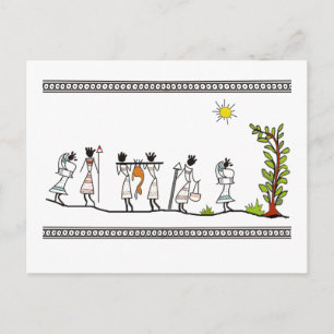 jagen_volken_saura_Indian_Tribal_schilderen Briefkaart