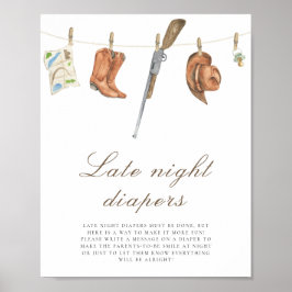 Jager baby shower - Spel met luiers voor de late n Poster