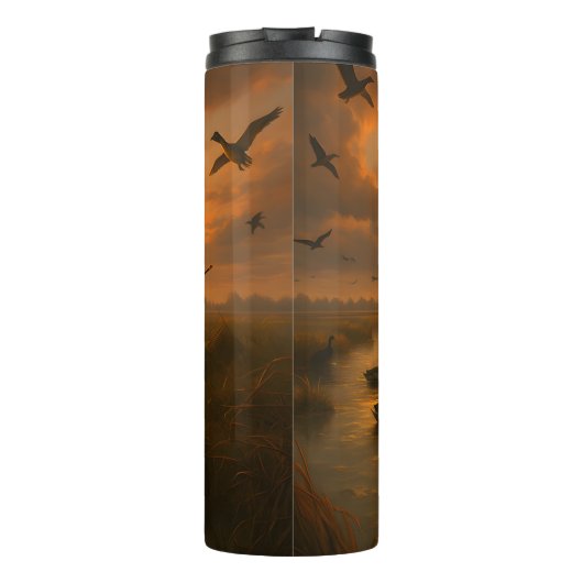 Jager bij Sunset Marsh met eenden Thermosbeker (Achterkant)
