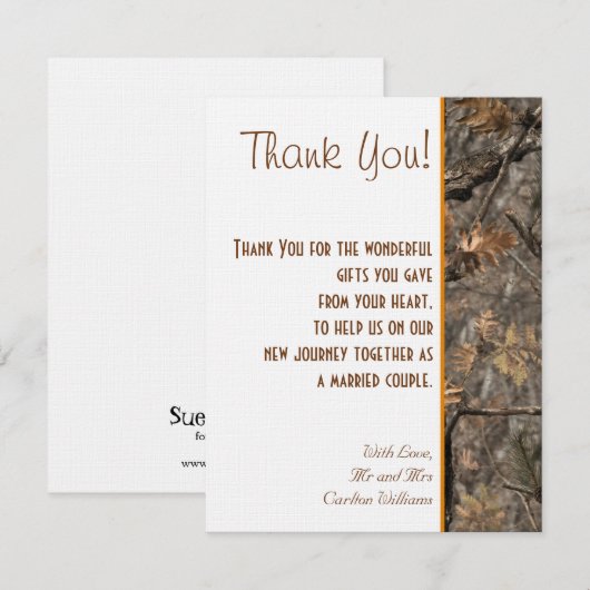 Jager Camouflage Chic Trouwkaart Bedankkaartje Bedankkaart (Voorkant / Achterkant)