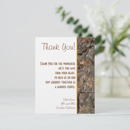 Jager Camouflage Chic Trouwkaart Bedankkaartje Bedankkaart (Staand voorkant)