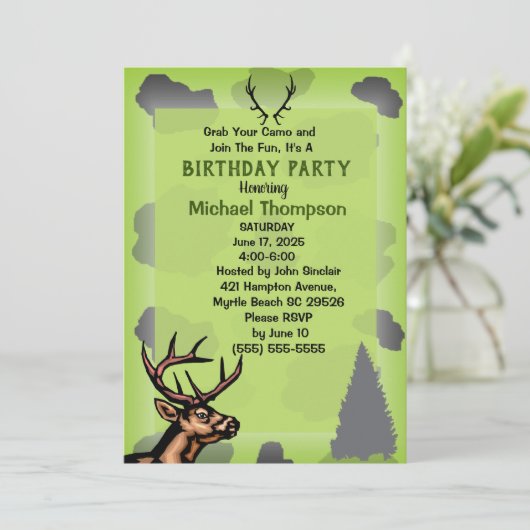 Jager Camouflage Verjaardagsfeestje Kaart (Staand voorkant)
