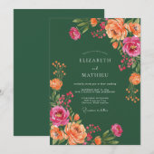Jager Coral Ranunculus Eucalyptus Bruiloft Kaart (Voorkant / Achterkant)
