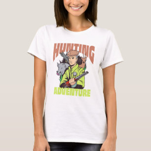 Jager en dier in het wild levende dieren en Pistol T-shirt