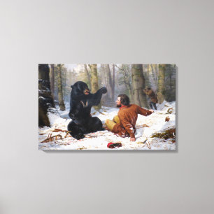  jager en zwart Beer Canvas Afdruk