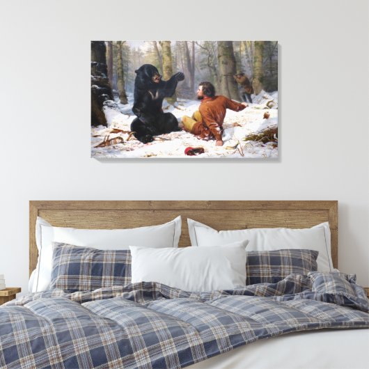 jager en zwart Beer Canvas Afdruk (Insitu (Slaapkamer))