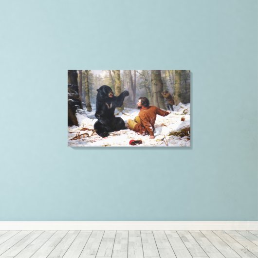 jager en zwart Beer Canvas Afdruk (Insitu (Houten vloer))