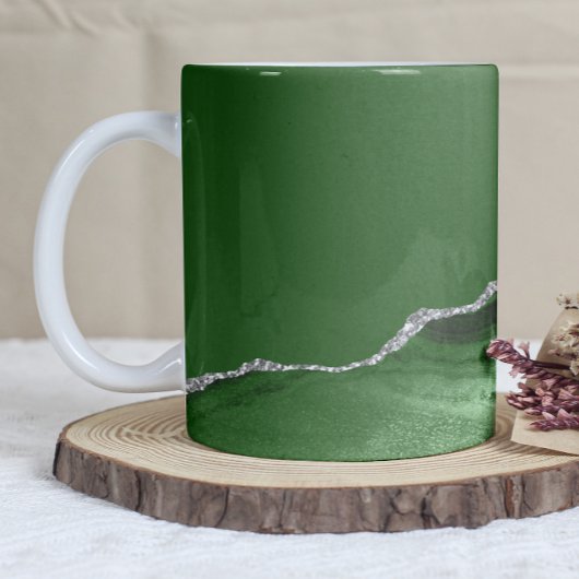Jager Groen Agate Zilver Glitter Koffiemok